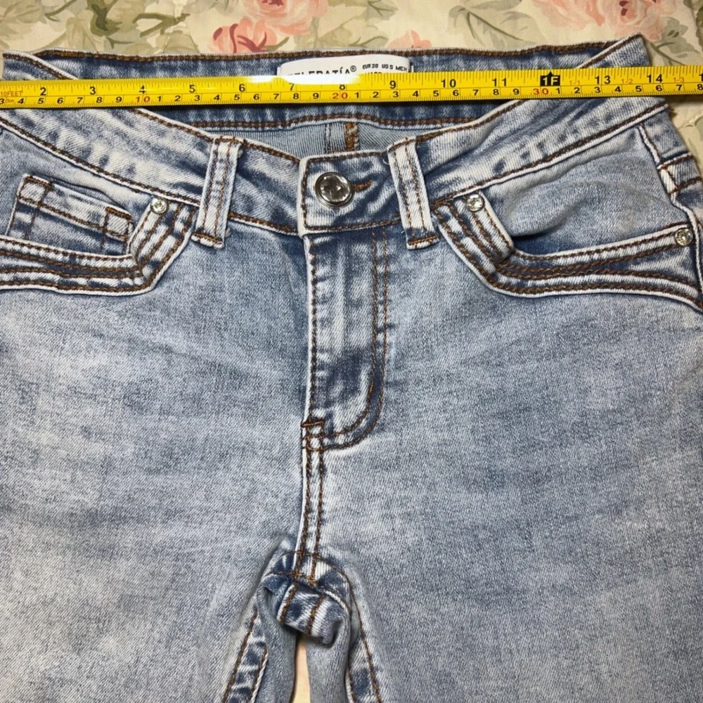Telepatia Womens Y2K Low Rise Bootcut jeans Ed‎ Hardy Style Embroidery Sz 5/27